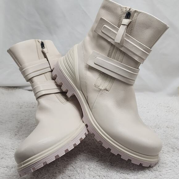 ECCO TREDTRAY COLOR LIMESTONE VELCRO STRAPS ZIPPER MOTO FASHION BOOT WOMEN'S 40 - Picture 13 of 16